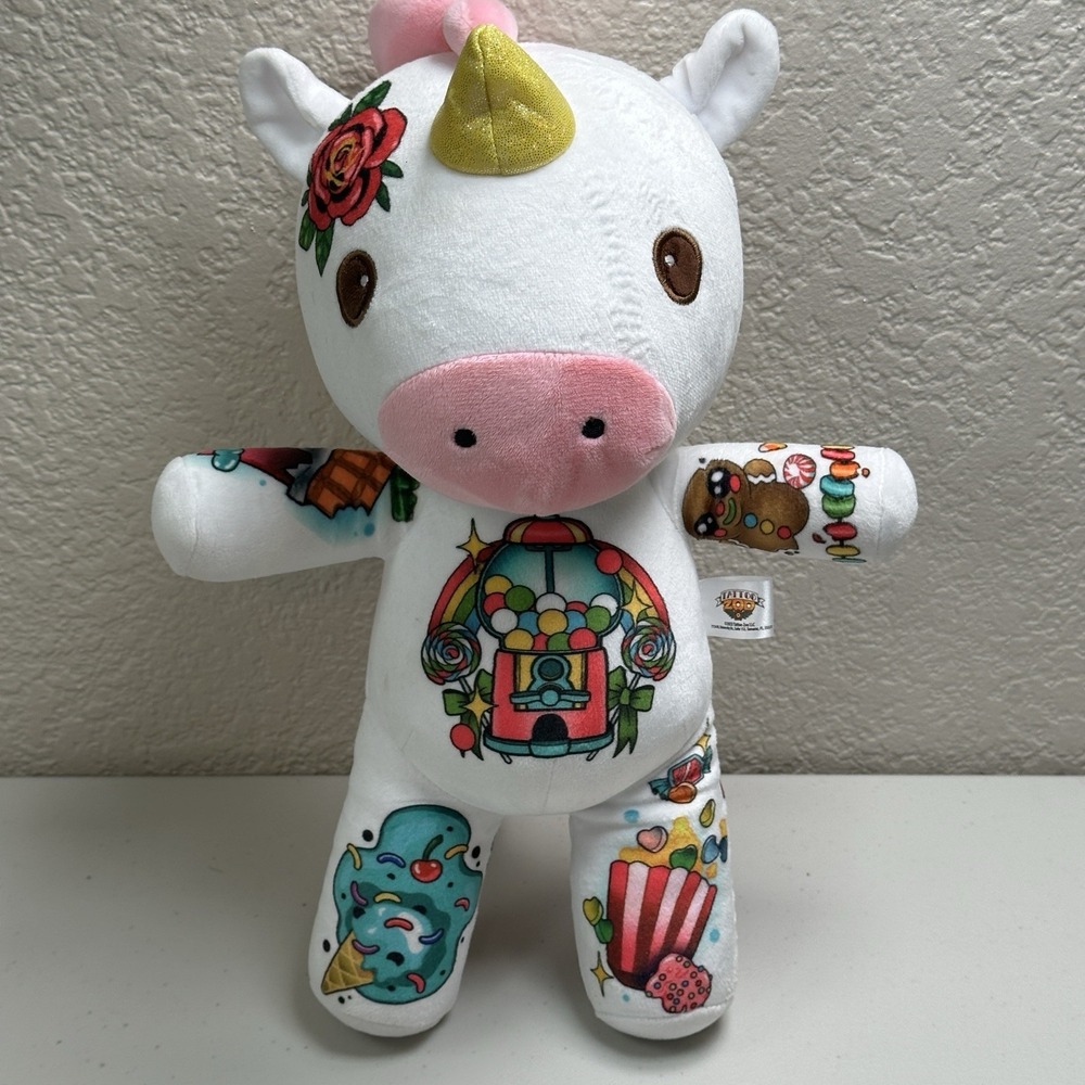 Tattoo Zoo 2023 Candy the Unicorn Colorful Plush sparkle wings 15" (Dirty Spots)